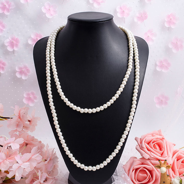 Exaggeration Statement Fashion Long Imitation Pearl Beads Necklace
