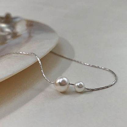 Glass Pearl Pendant Chain Necklaces