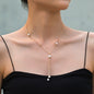 Bohemian White Imitation Pearl Tassel Necklace