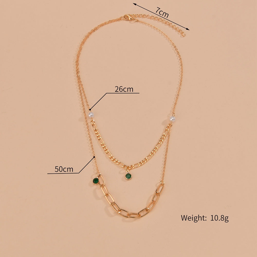 Multi Layer Necklace Crystal Stone Tassel Pendant
