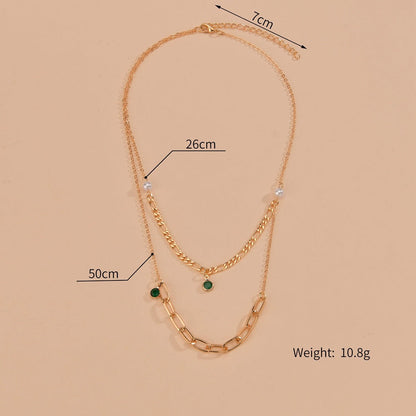 Multi Layer Necklace Crystal Stone Tassel Pendant