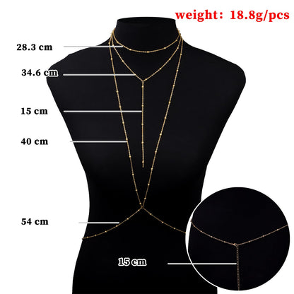 Double Cross Chain Popular Bead Chain Sexy Body Jewelry