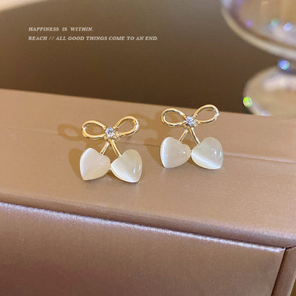 Flower Opal Bow Stud Earrings