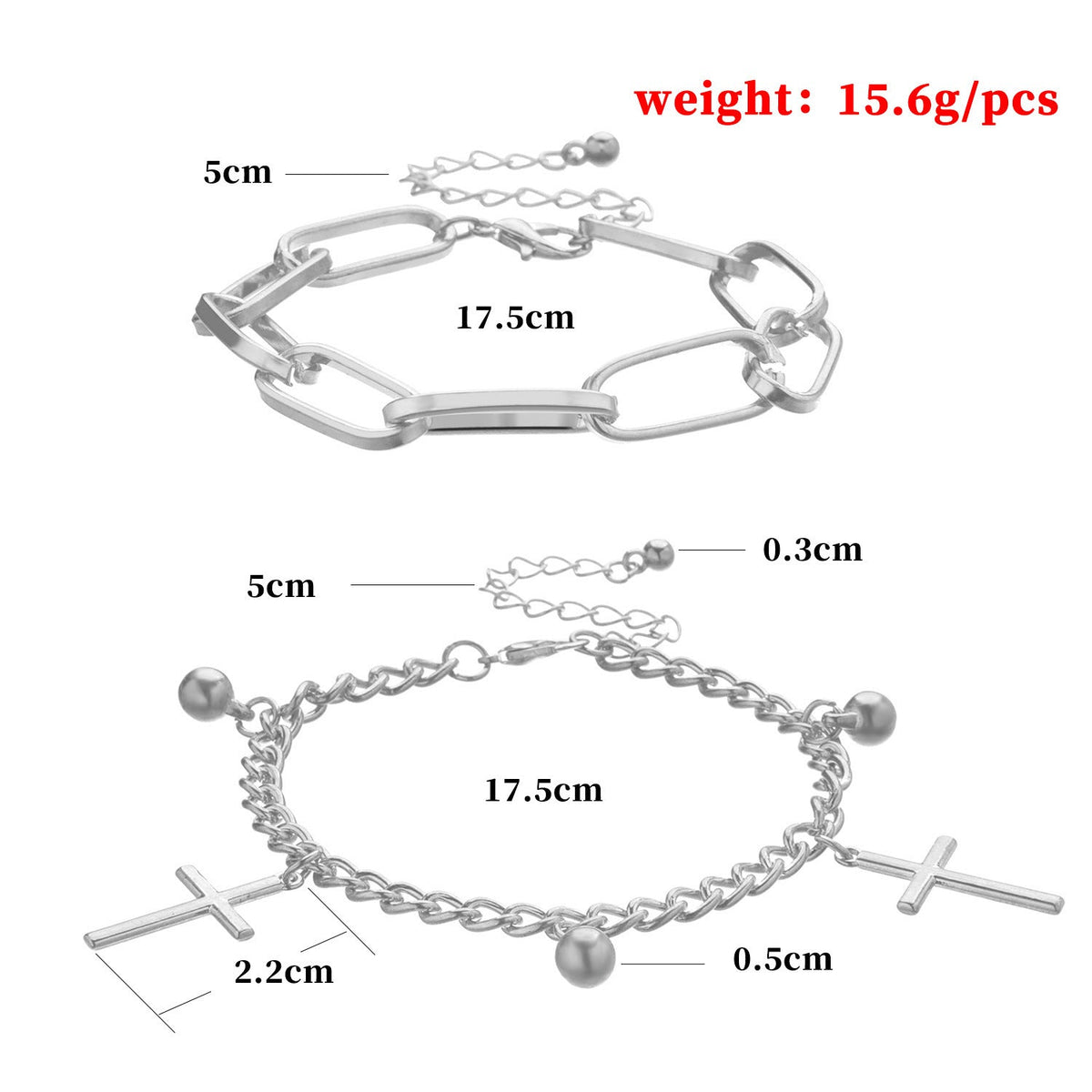 Layer Chain Link Cross Pendant Bracelets