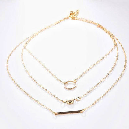 Multilayer Circles Geometric Round Chokers Necklaces