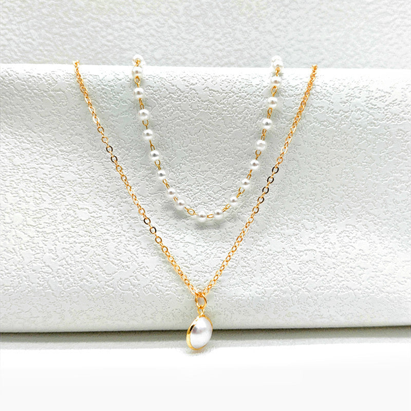 Pearl Layered Pendant Choker Necklace for Women