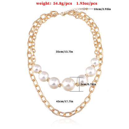 Punk Round Beads Double Layered Necklace