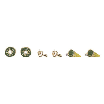 Kiwi ice cream stud earrings set