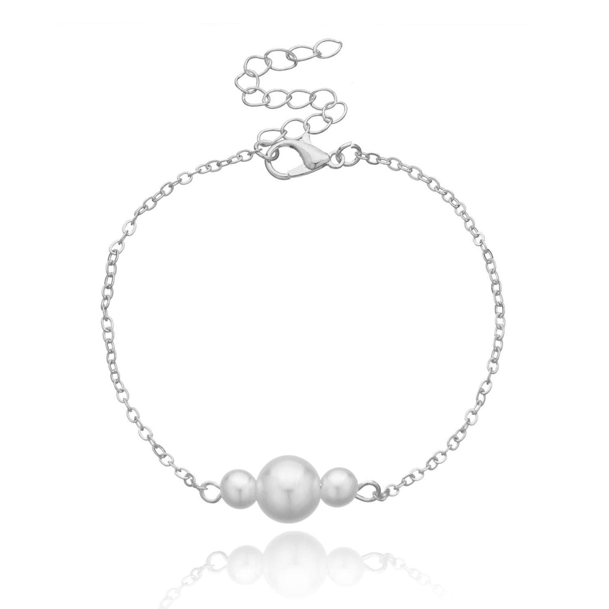 Elegant Dainty Three Pearl Chain Bracelet