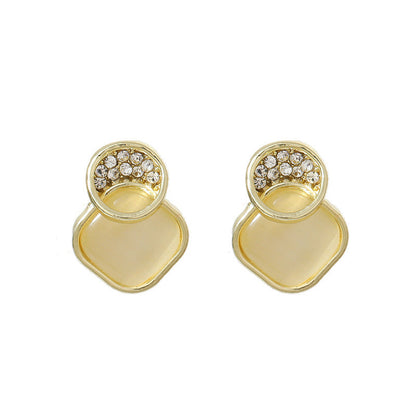 Rhinestone Opal Square Stud Earrings