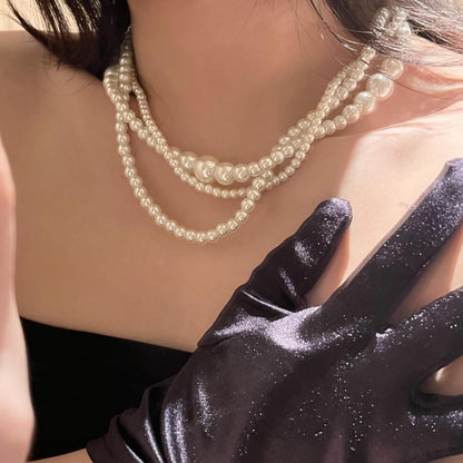 Retro Twisted Link Pearl Choker Dainty Vintage Necklace