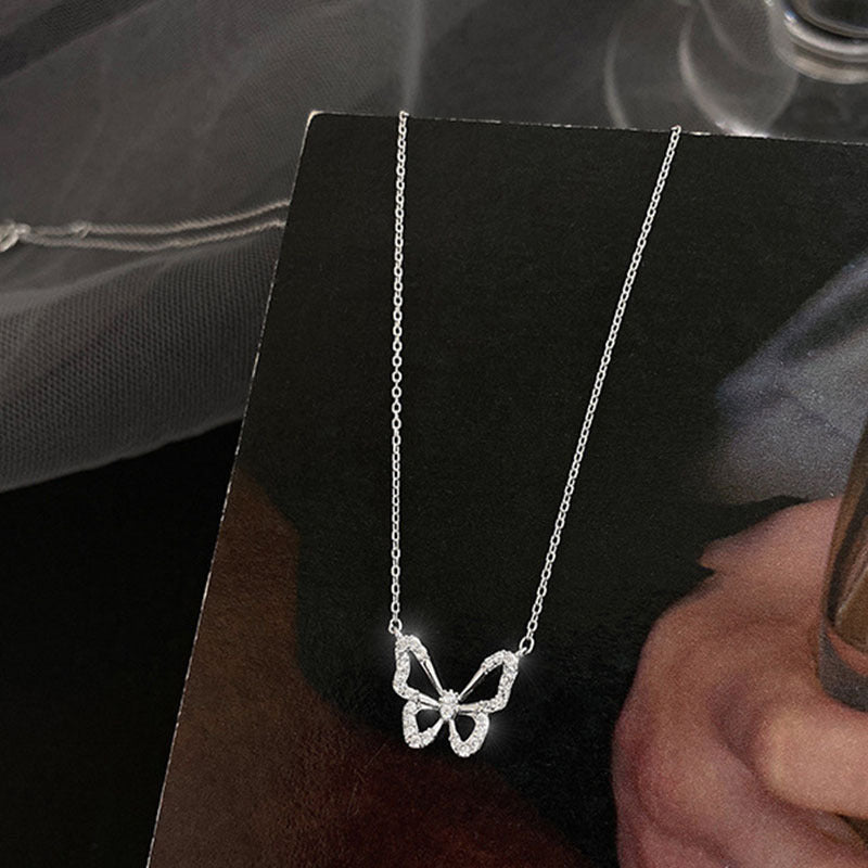 Crystal Butterfly Pendant Choker Necklaces