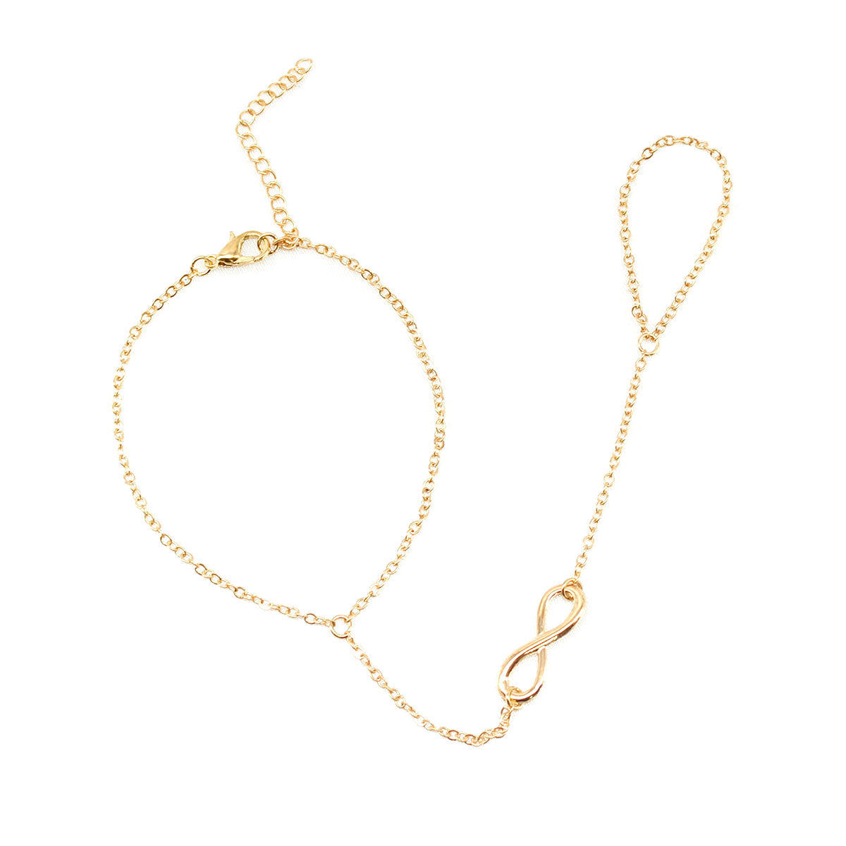 Lucky Infinity Symbol Finger Ring Chain Bracelet