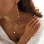 Elegant Imitation Pearl Chain Wed Bridal Jewelry Set