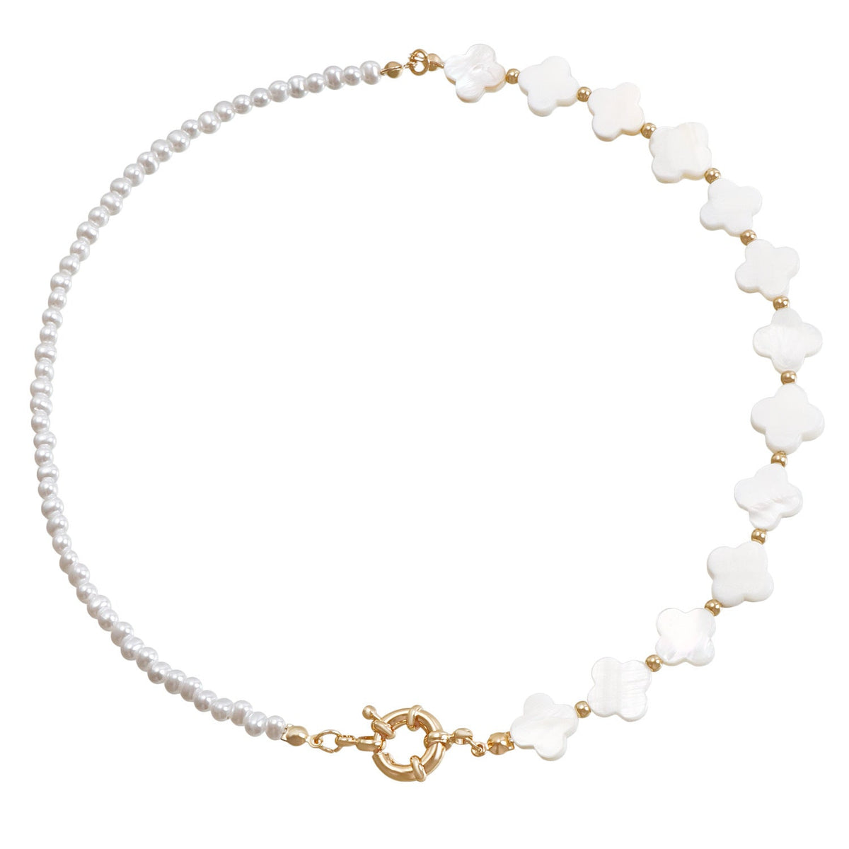 Shell Heart Pearl Necklace Choke Pearl Necklace