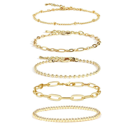 Beaded Layered Cuban Link Bracelet Set