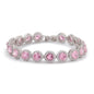 Dazzling Multicolor Cubic Zirconia Round Halo Chain Bracelet, Colored Gem Stones, Adjustable Design, and Unique Patterns