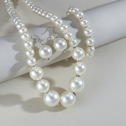 Large White Pearl Women Wedding Party Jewelry Set