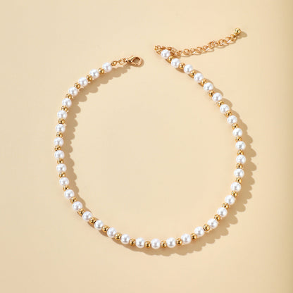 Simple Women Jewelry Gold Plated Bead Necklace Choker