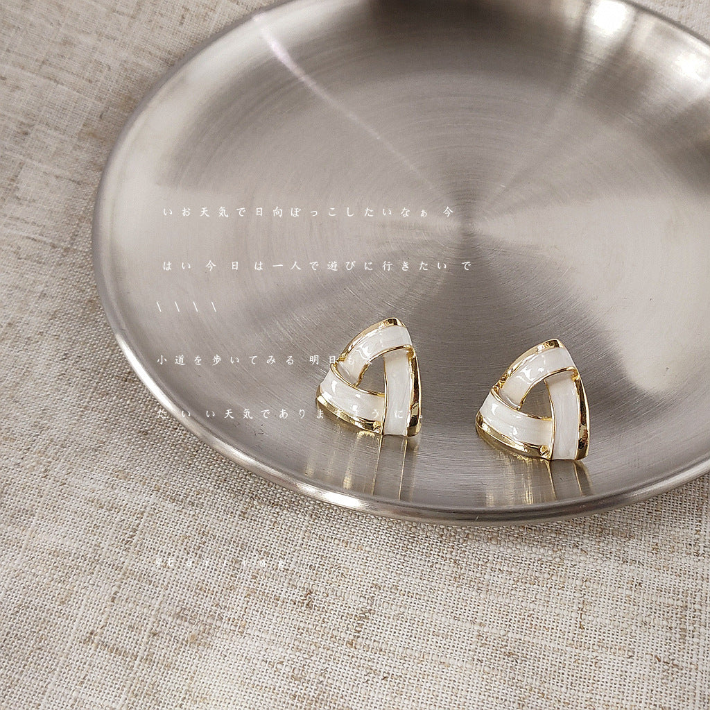Enamel Geometric Triangle Stud Earrings