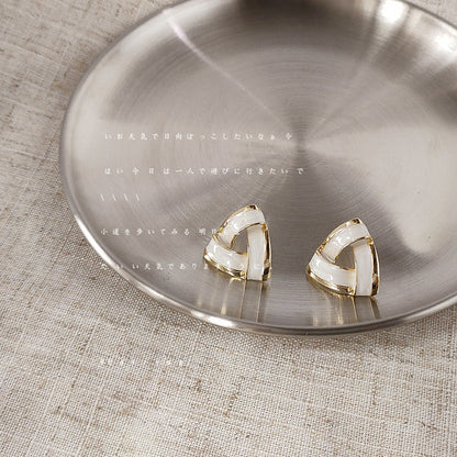 Enamel Geometric Triangle Stud Earrings