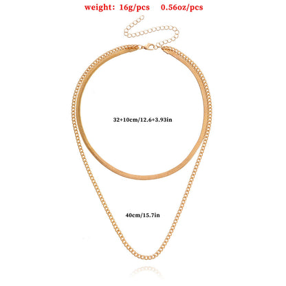Herringbone Rope Twist Double Chain Layered Necklace