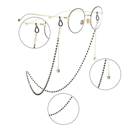 Black Beads Gold Eyeglass Lanyard Hold Straps