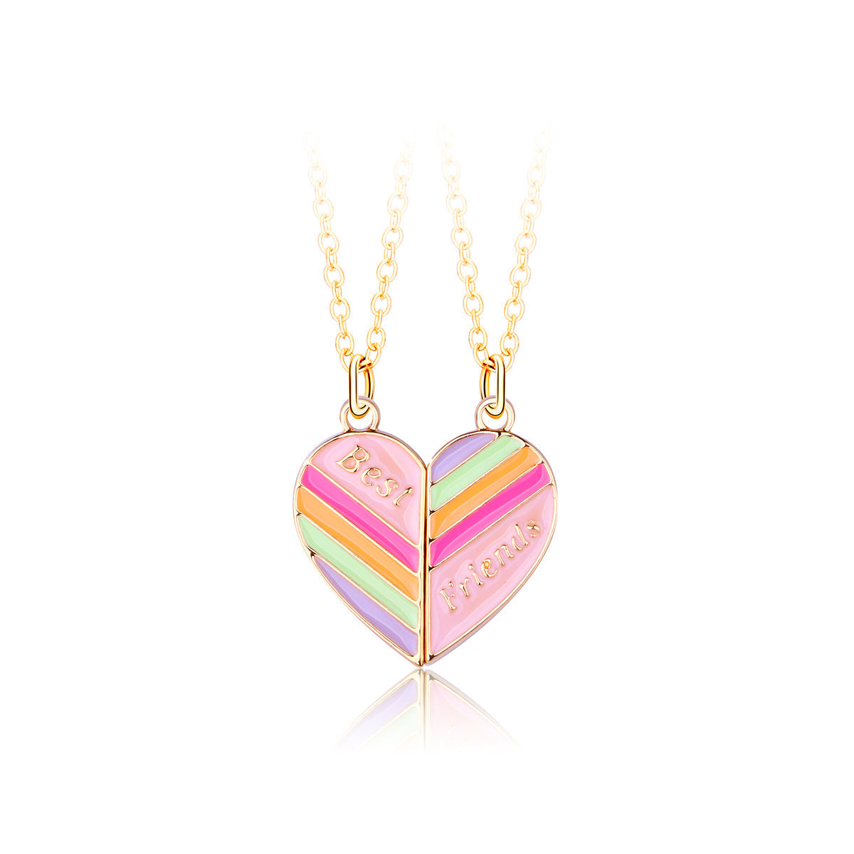 Children's Rainbow Magnetite Heart Alloy Dripping Oil Necklaces