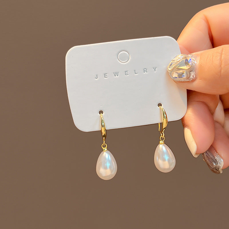 Retro Water Drop Pearl Earrings