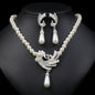 Women Wedding Dress Pearl Earrings Necklace Set