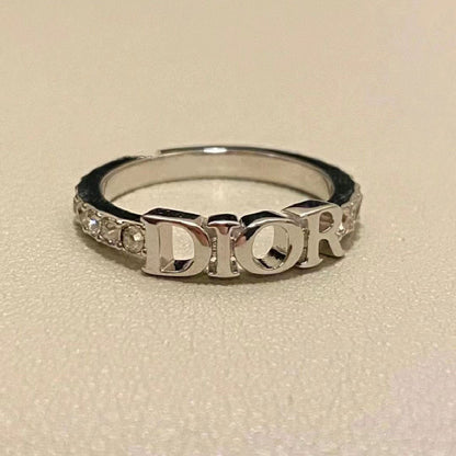 Retro Full Diamond Letters Fashion Trend Hollow Out Female Rings