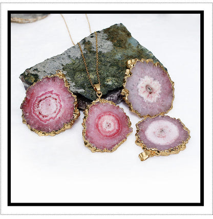 Original Crystal Sunflower Natural Stone Agate Pendants