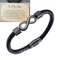Men's Steel Black Handmade Leather Cuff Magnetic Bracelets