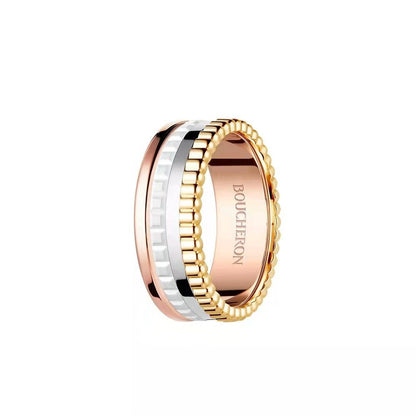 Rose Gold Full Diamond Ceramic Good Luck Comes Rings