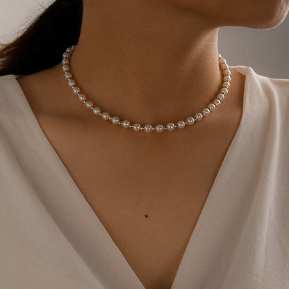 Simple Women Jewelry Gold Plated Bead Necklace Choker