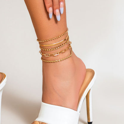 Multi-layer Beach Chain Beaded Cuban Link Anklet Jewelry