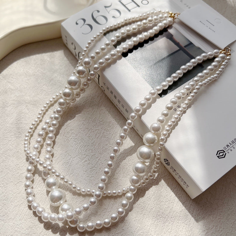 Multilayer Strand Simulated Pearl Statement Necklace
