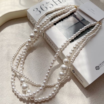 Multilayer Strand Simulated Pearl Statement Necklace