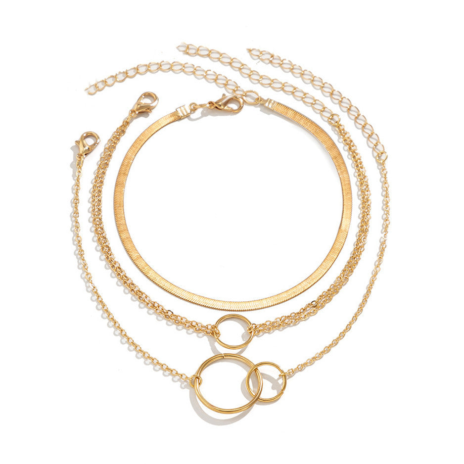 Geometric Double Circle Foot Bracelet