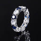 S925 Geometric Stackable Band CZ Ring, 5mm Cubic Zirconia, Sterling Silver Retro Statement Ring for Men and Women