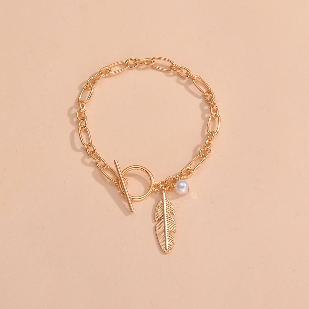 Leaf Charm Chain Bracelet