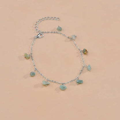 Aquamarine Stone Women Anklet Jewelry