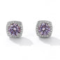 S925 Magnetic Multicolor Moissanite Square Halo Stud Earrings for Men Women, 0.5/1ct Round Cut