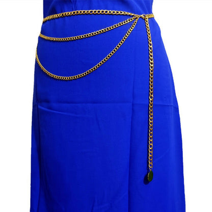 Multilayer Metal Waist Chain Dress Belts Metal Belt
