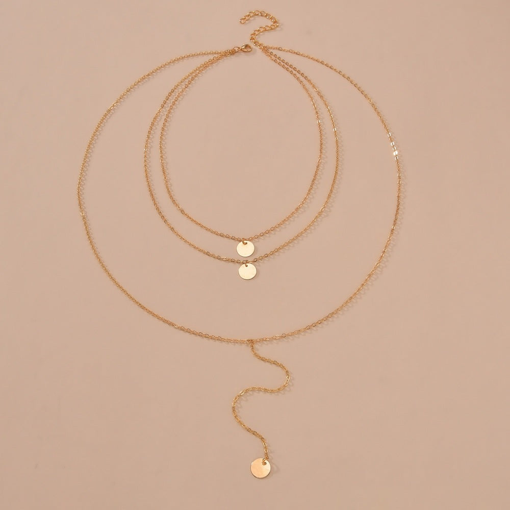 Coin Chain Pendant Sequins Multi Layers Necklaces