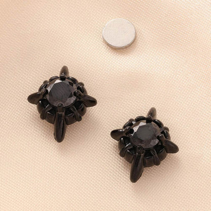 Magnetic 4-Pointed Star CZ Stud Earrings for Men Women, Multicolor Non-Piercing Clip On Stainless Steel
