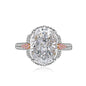 Multicolor Ice Flower Cut Oval CZ Adjustable Ring, 10*14mm 8A Cubic Zirconia, Two-Tone Pave CZ Band, Dainty Luxe
