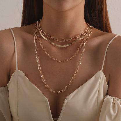 Multiple Paperclip Chain Layer Necklace Set
