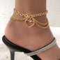 Feet Tassel Snake Pendant Triple Three Layers Chain Anklet Jewelry
