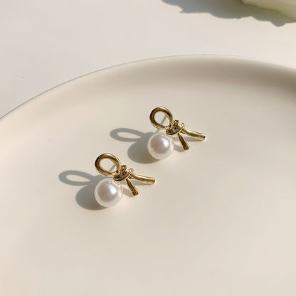 Imitation Pearl Bowknot Earrings